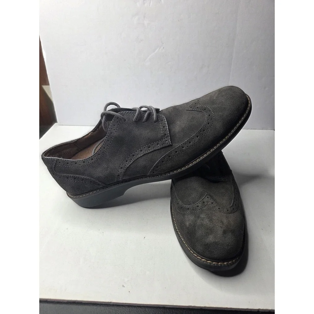 GH Bass Mens Grey Suede Wingtip Oxford Brogue Dress‎ Shoes 12D 014-1501